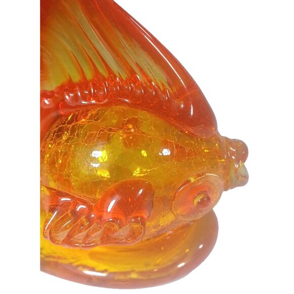 Demekin Lantern Blown Orange Crackle Glass Figurine Hollow Koi Gold Fish Vintage - Picture 7 of 12
